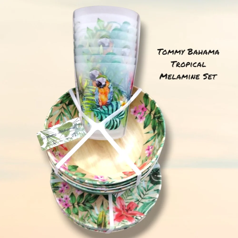 Tommy Bahama Tropical Melamine Dinnerware Set For 4